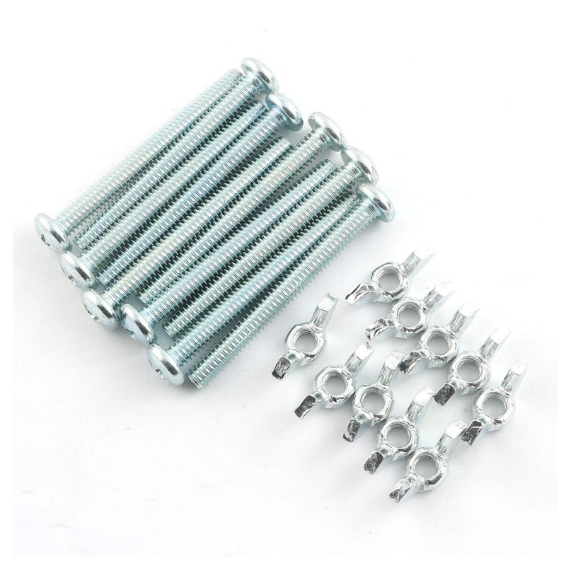 RuiLing 10 Sets Screw Bolts with Wing Nut Kit Zinc Plated Carbon Steel Mounting Hardware Fitting Fastenings- 10pcs 1/4"-20 Hand Tighten Wing Nuts + 10pcs 1/4"-20 x 2-1/2" Phillips Head Screw Bolt - Image 1